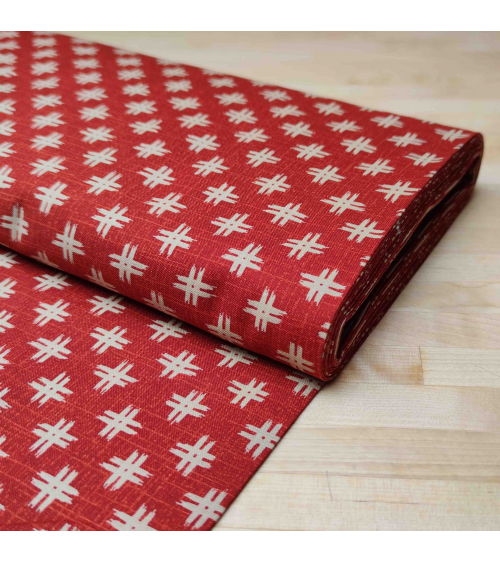 Japanese 'Igeta' cotton fabric over red