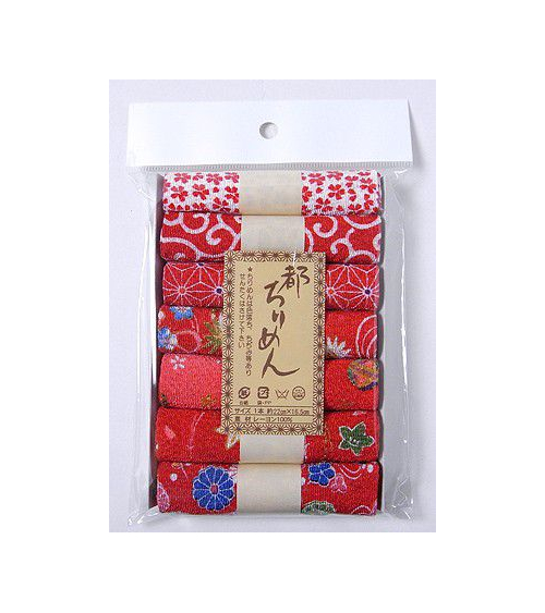 Set de 7 rollos tela chirimen (rojo)