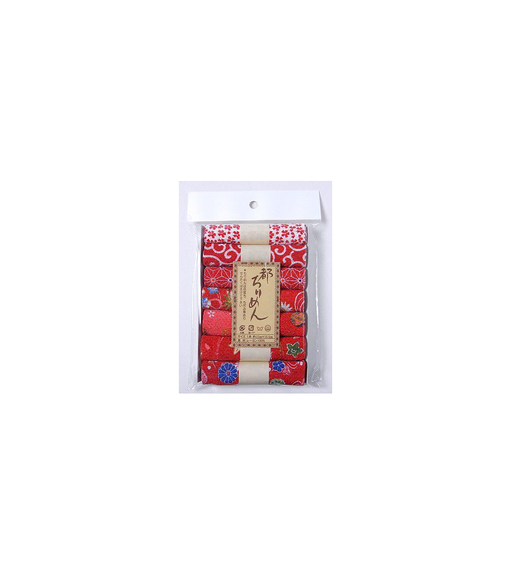 Set de 7 rollos tela chirimen (rojo)