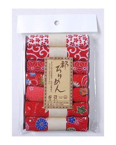 Set de 7 rollos tela chirimen (rojo)