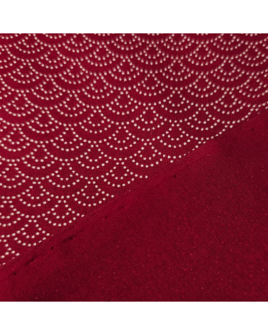 Japanese fabric 'Seigaiha' traced with dots over red