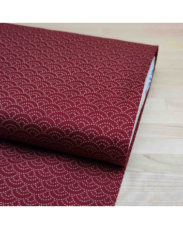 Tela japonesa de algodón "seigaiha" de puntitos en rojo