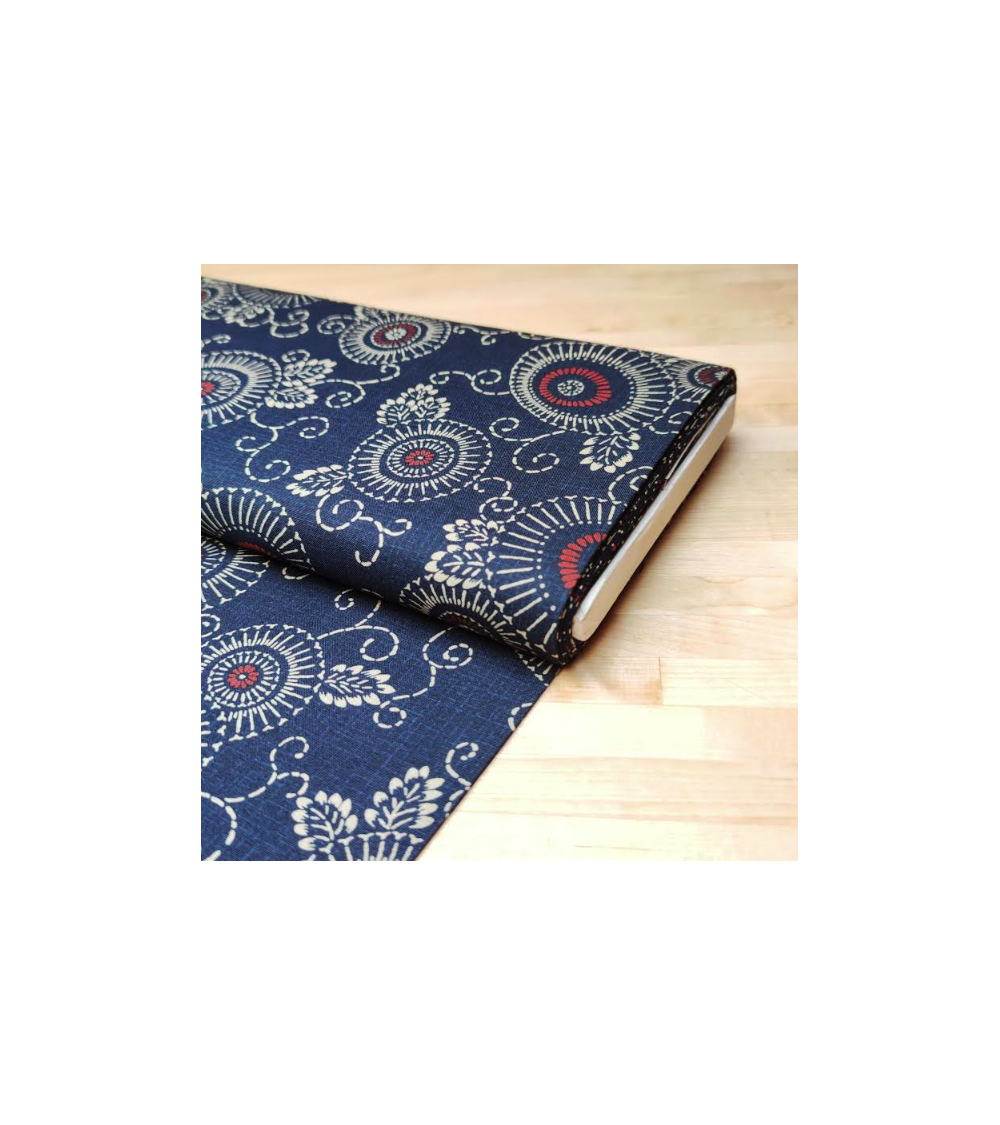 Japanese 'Hanakarakusa' cotton fabric over blue