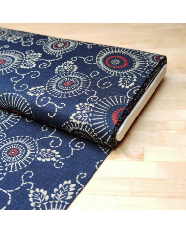 Japanese 'Hanakarakusa' cotton fabric over blue