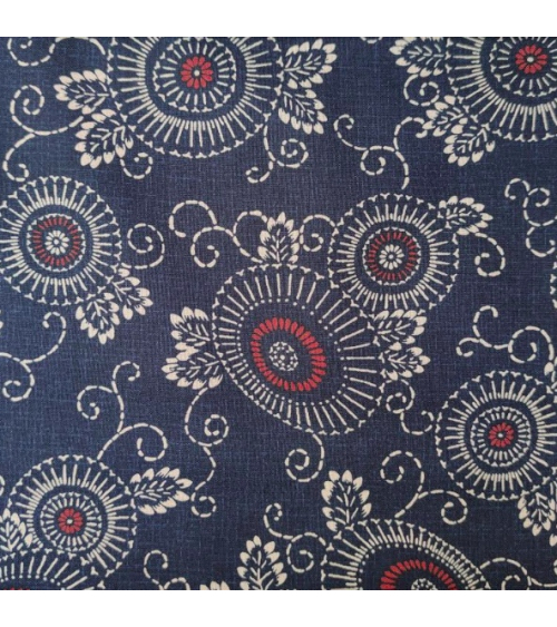 Japanese 'Hanakarakusa' cotton fabric over blue