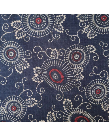 Japanese 'Hanakarakusa' cotton fabric over blue