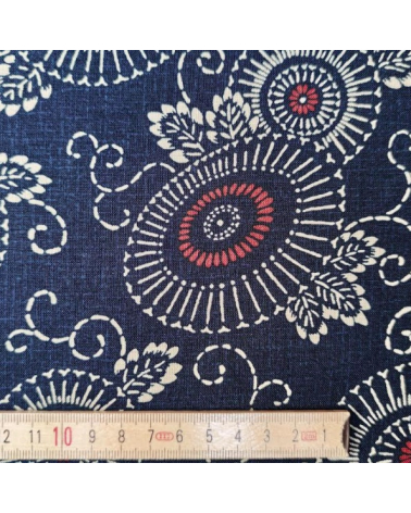 Japanese 'Hanakarakusa' cotton fabric over blue