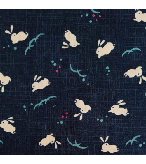 Tela japonesa de conejitos en azul