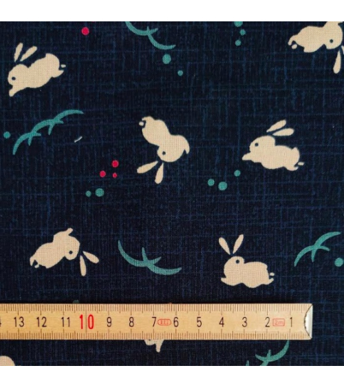Tela japonesa de conejitos en azul
