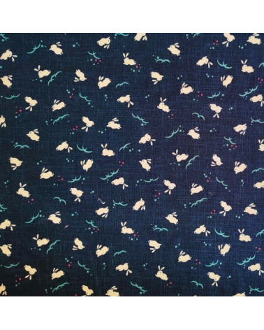 Tela japonesa de conejitos en azul