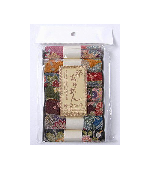 Set de 7 rollos chirimen con motivos vintage