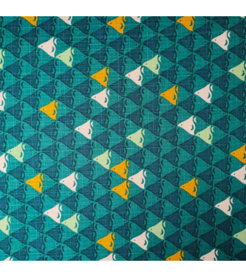 Japanese dobby fabric 'Chidori' in bluish-green.