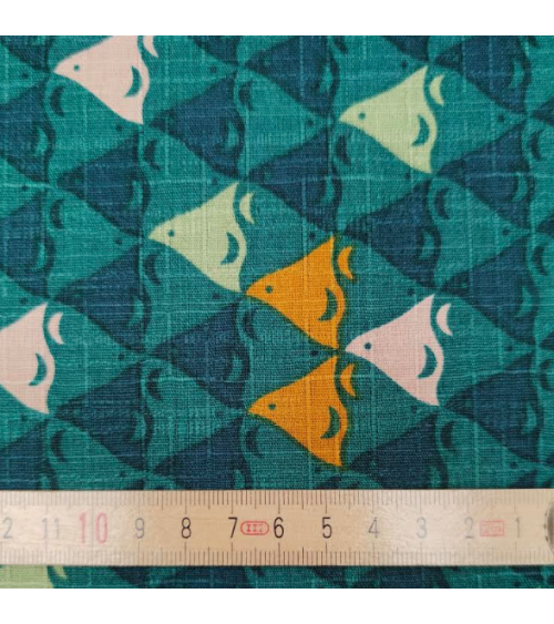 Japanese dobby fabric 'Chidori' in bluish-green.