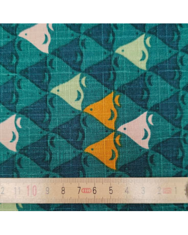 Japanese dobby fabric 'Chidori' in bluish-green.