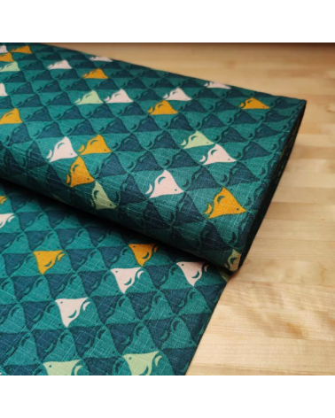Japanese dobby fabric 'Chidori' in bluish-green.