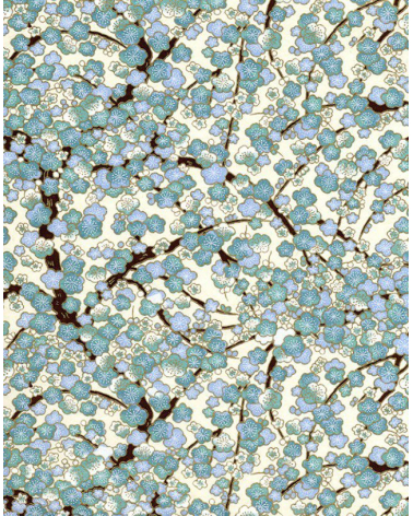 Papel Chiyogami de sakuras azuladas sobre fondo beige