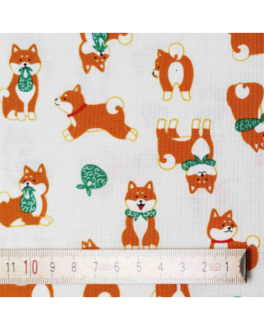 Tela japonesa Shiba Inu marfil.