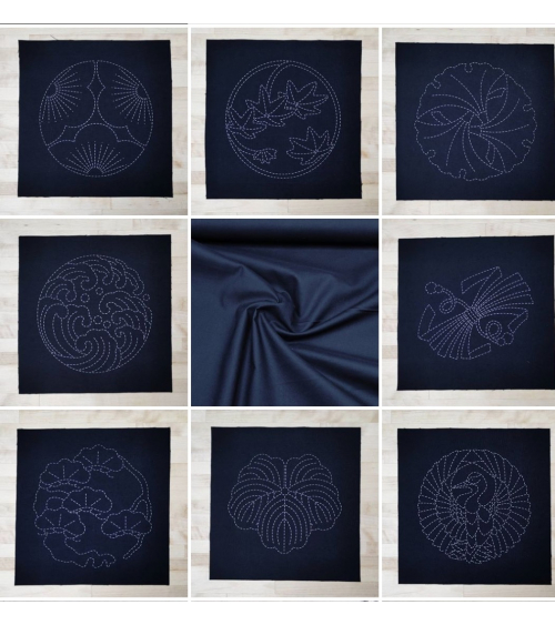 Plantilla 24x23,5cm sashiko (bordado japonés) en negro.