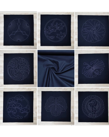 Plantilla 24x23,5cm sashiko (bordado japonés) en negro.