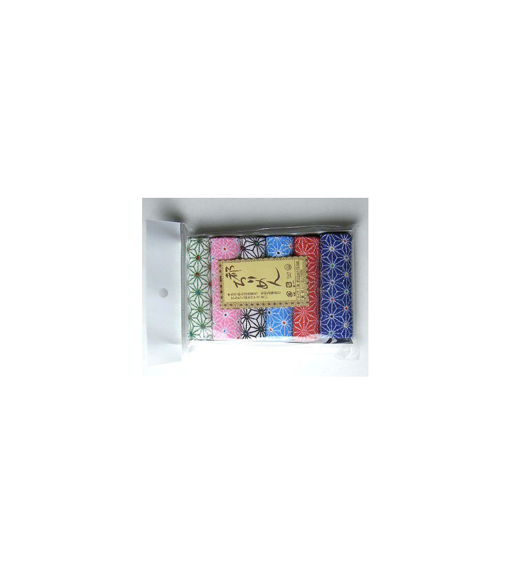 Set de 6 rollos chirimen con motivos tradicionales (asanoha)