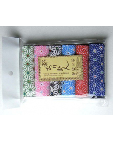 Set de 6 rollos chirimen con motivos tradicionales (asanoha)