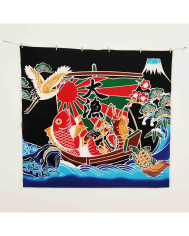 Japanese fishermen's flag "Good Catch" (Tairyou-bata) in black