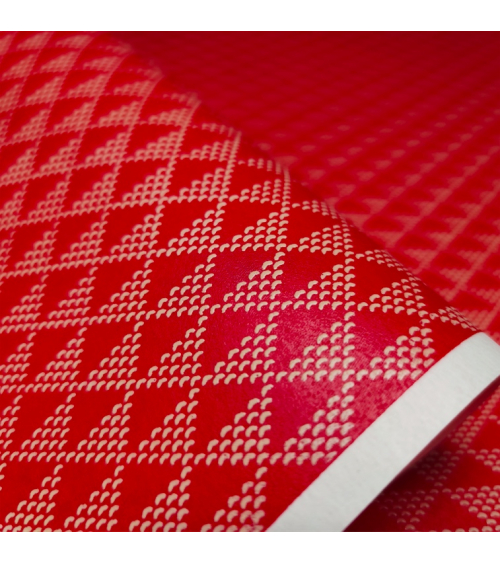 Lacquered chiyogami paper 'Uroko' red and white