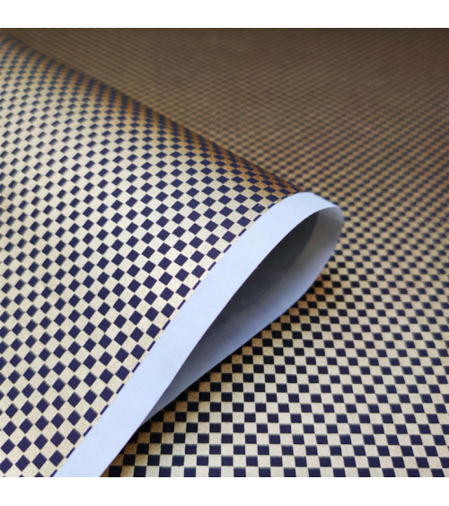 Papel Chiyogami de damero (ichimatsu) en dorado y negro