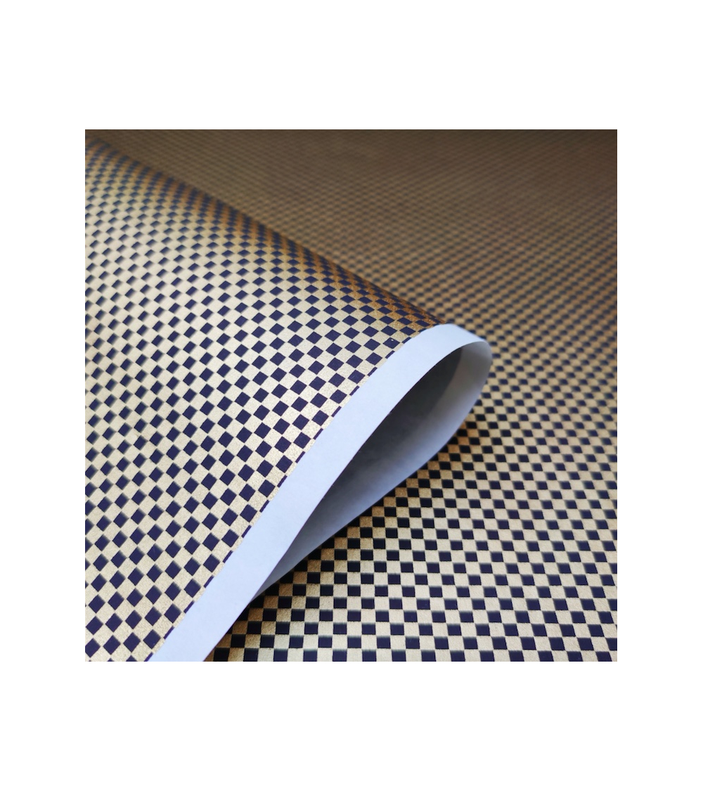 Chiyogami paper with checkerboard pattern in gold and black