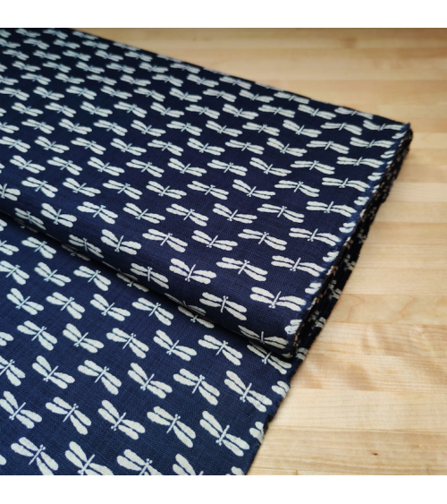 Tela japonesa Rustic Indigo. "Tonbo" (Libélula)