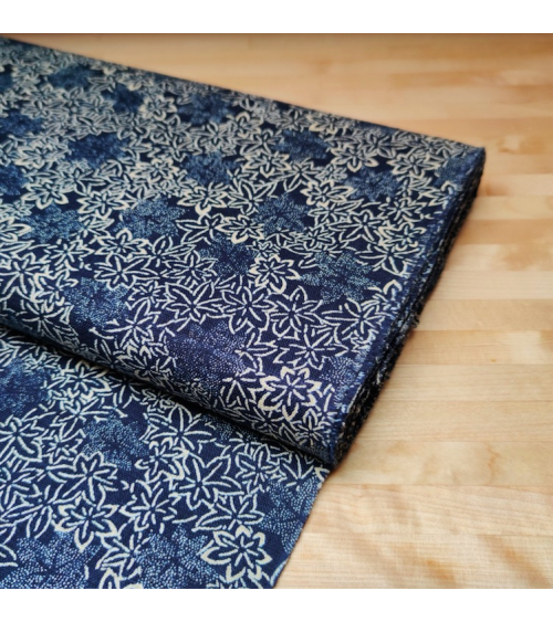 Tela japonesa Rustic Indigo. "Momiji"
