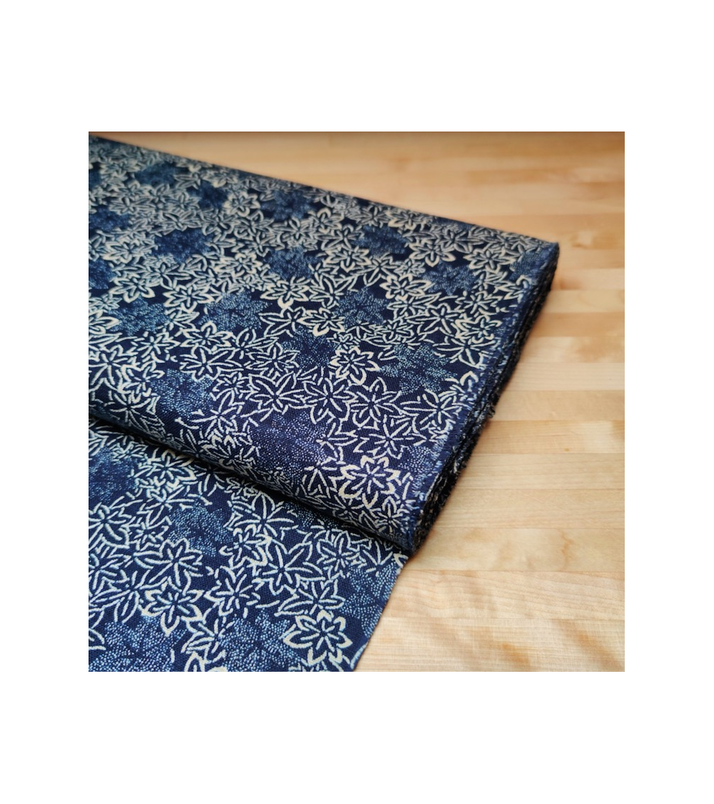 Tela japonesa Rustic Indigo. "Momiji"