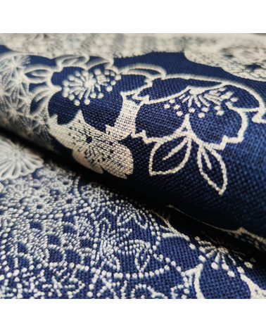 Tela japonesa Rustic Indigo. "Kumo to hana"