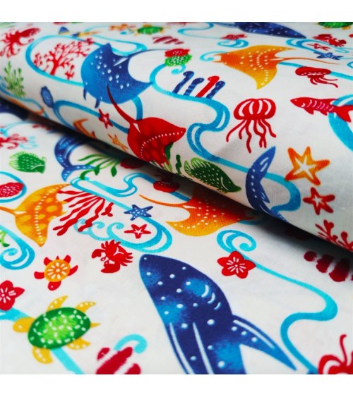 Japanese fabric. 'Okinawa Sea' white.