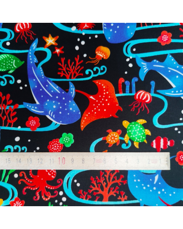 Japanese fabric. 'Okinawa Sea' black.
