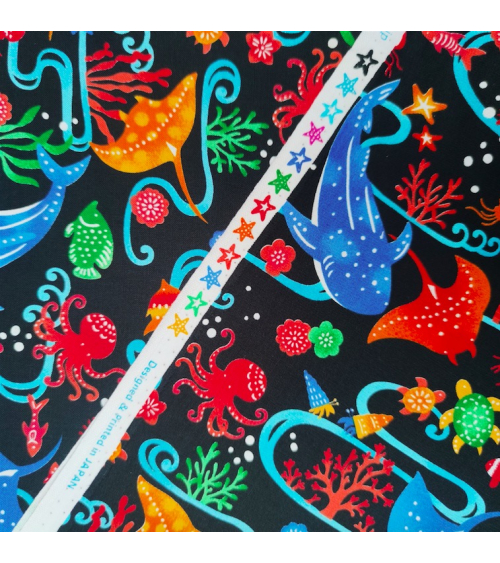 Japanese fabric. 'Okinawa Sea' black.