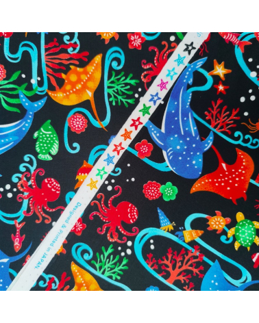 Japanese fabric. 'Okinawa Sea' black.