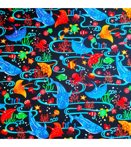 Japanese fabric. 'Okinawa Sea' black.