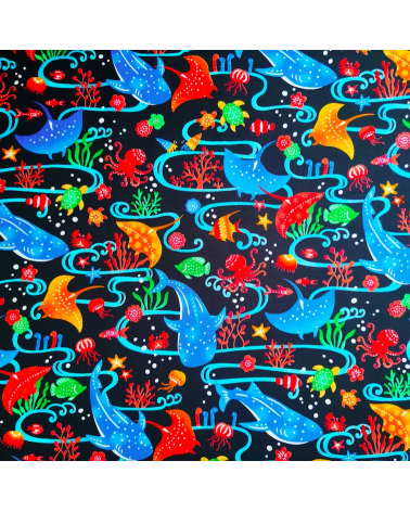 Japanese fabric. 'Okinawa Sea' black.