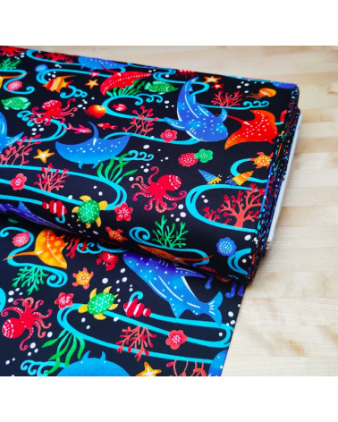 Japanese fabric. 'Okinawa Sea' black.