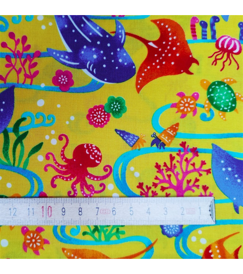Japanese fabric. 'Okinawa Sea' yellow.