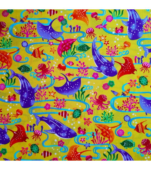 Japanese fabric. 'Okinawa Sea' yellow.
