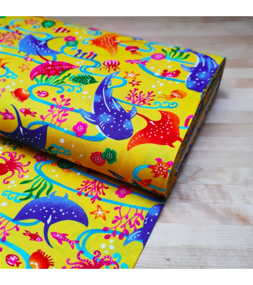 Japanese fabric. 'Okinawa Sea' yellow.