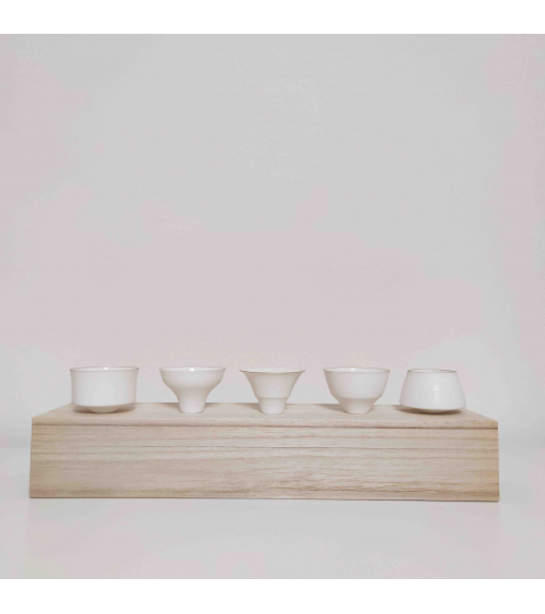 Set de 5 vasos de sake en cerámica japonesa "eggshell"