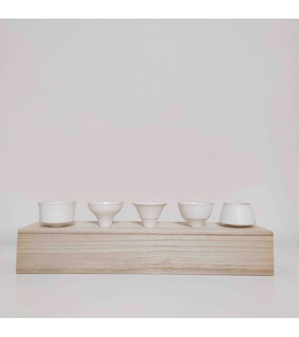 Set de 5 vasos de sake en cerámica japonesa "eggshell"