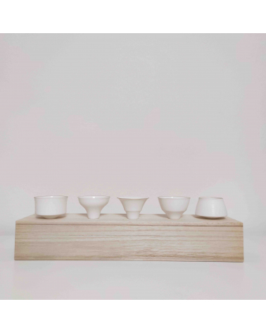 Set de 5 vasos de sake en cerámica japonesa "eggshell"