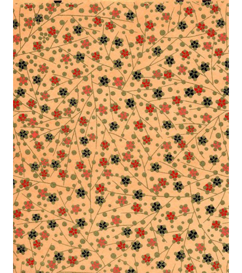 Papel Chiyogami de ume oro sobre fondo salmón