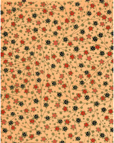 Papel Chiyogami de ume oro sobre fondo salmón