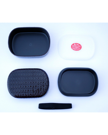 Bento box (Lunch box) rejillas marrón ovalada