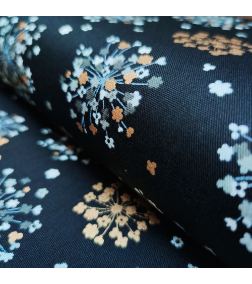 Tela japonesa Oxford fino "Ramilletes dorados".